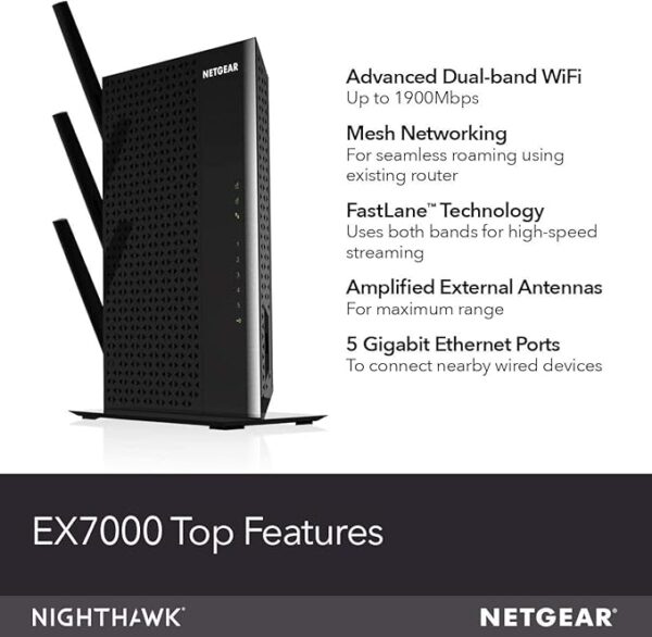 NETGEAR Wifi Mesh Range Extender EX7000 - AC1900 Dual Band Wireless Signal Booster