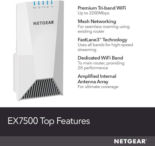 NETGEAR WiFi Mesh Range Extender EX7500 - AC2200 Tri-Band Wireless Signal Booster